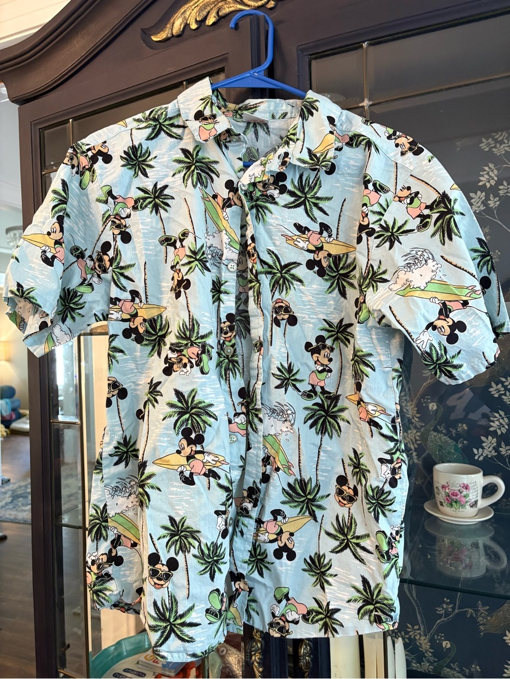 Mickey Mouse Light Blue Hawaiian Shirt